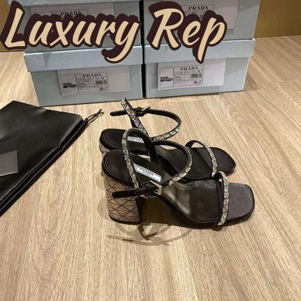 Replica Prada Women Satin Sandals with Crystals in 90mm Heel Height-Black 6