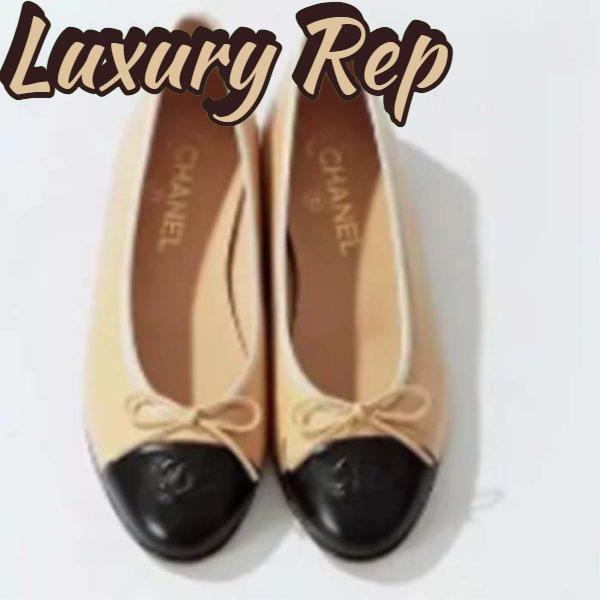 Replica Chanel Women Ballerina Calfskin Leather Sandy Black Ballet Shoes