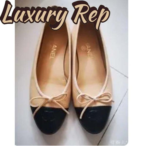 Replica Chanel Women Ballerina Calfskin Leather Sandy Black Ballet Shoes 3