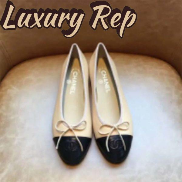 Replica Chanel Women Ballerina Calfskin Leather Sandy Black Ballet Shoes 9