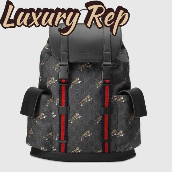 Replica Gucci GG Unisex Gucci Bestiary Backpack Tigers GG Supreme-Black