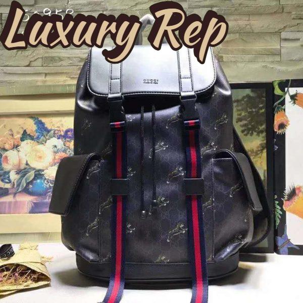 Replica Gucci GG Unisex Gucci Bestiary Backpack Tigers GG Supreme-Black 2