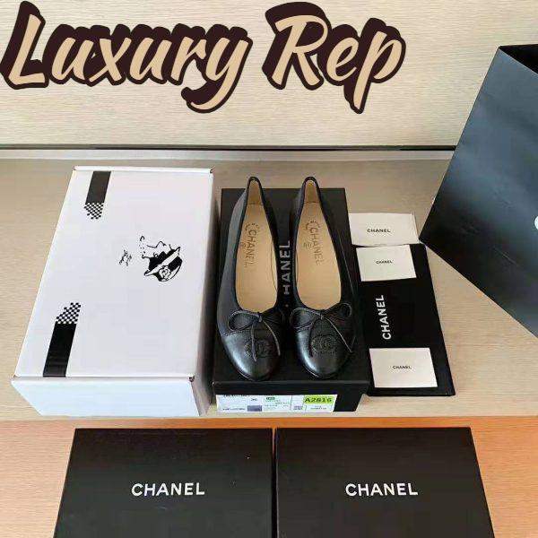 Replica Chanel Women Ballerinas Lambskin & Patent Calfskin Black 1 cm Heel 4