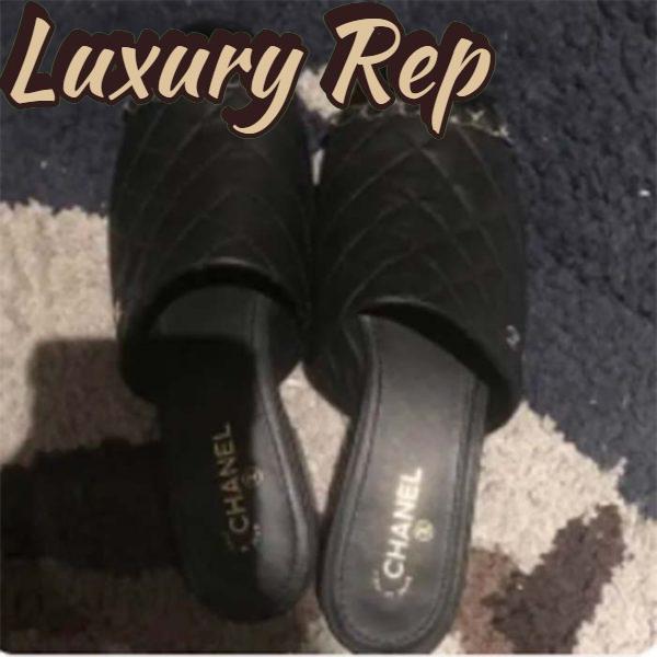 Replica Chanel Women CC Tweed Calfskin Black Leather Loafer Gold Tone Metal
