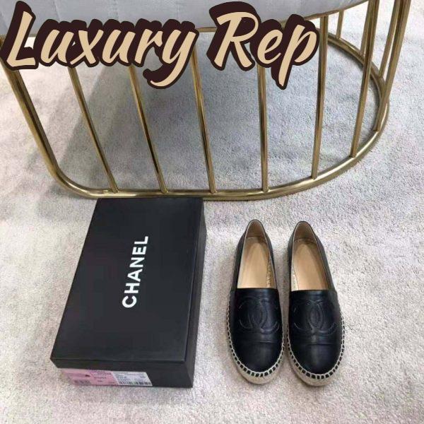 Replica Chanel Women Espadrilles in Lambskin Leather-Black 5