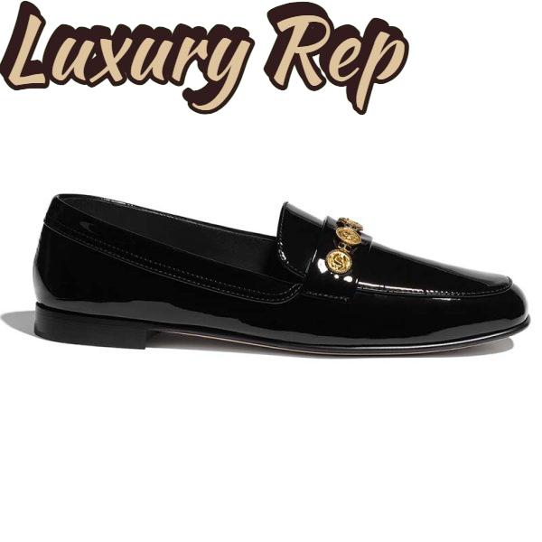 Replica Chanel Women Loafers Patent Calfskin 1.5 cm Heel-Black