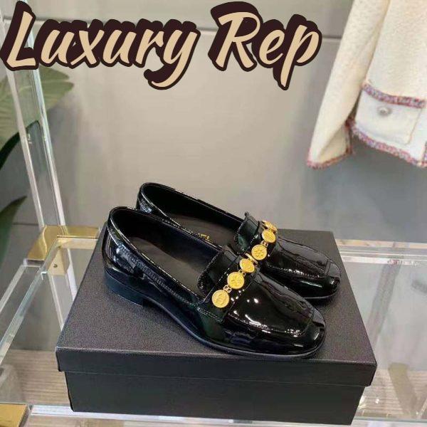Replica Chanel Women Loafers Patent Calfskin 1.5 cm Heel-Black 3