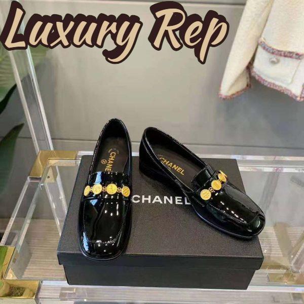 Replica Chanel Women Loafers Patent Calfskin 1.5 cm Heel-Black 4