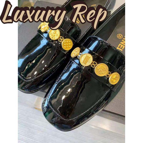 Replica Chanel Women Loafers Patent Calfskin 1.5 cm Heel-Black 8