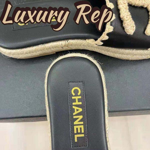 Replica Chanel Women Mules Lambskin Beige & Black 8