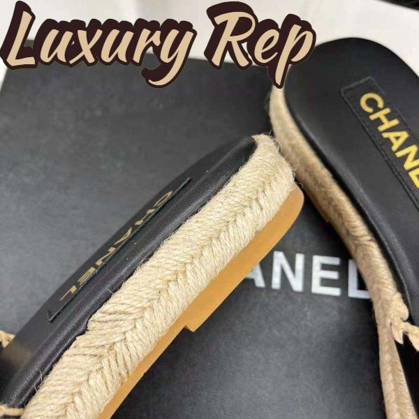 Replica Chanel Women Mules Lambskin Beige & Black 9