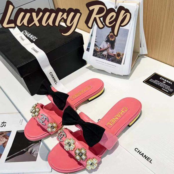 Replica Chanel Women Mules Lambskin Pink Black 1.5 Cm Heel 3