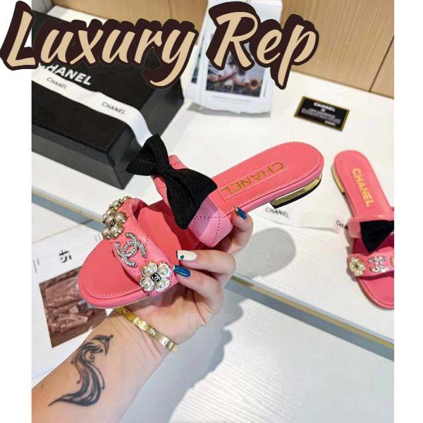 Replica Chanel Women Mules Lambskin Pink Black 1.5 Cm Heel 8