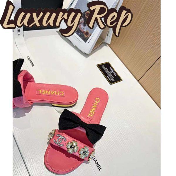 Replica Chanel Women Mules Lambskin Pink Black 1.5 Cm Heel 9