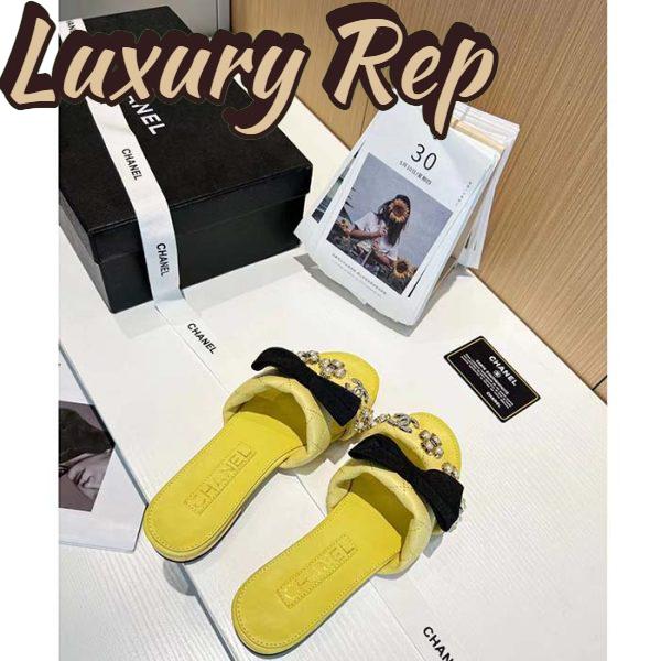 Replica Chanel Women Mules Lambskin Yellow Black 1.5 Cm Heel 4