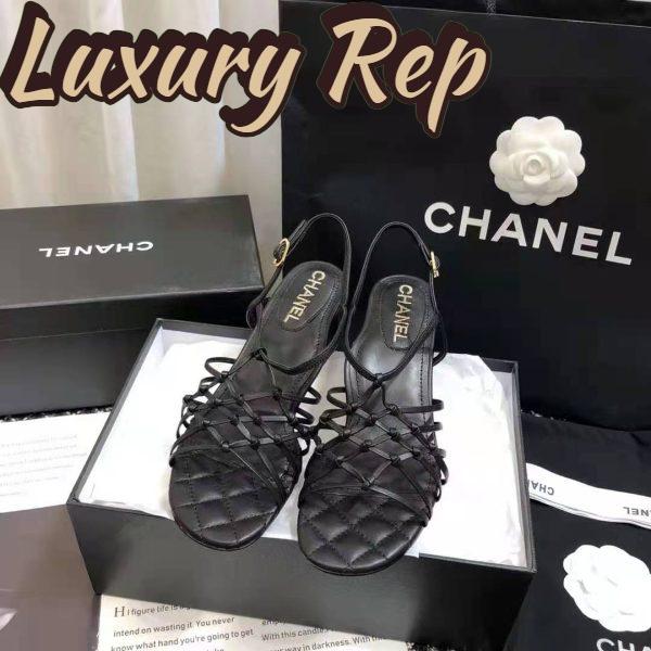 Replica Chanel Women Sandals Iridescent Calfskin Black 5 cm Heel 4
