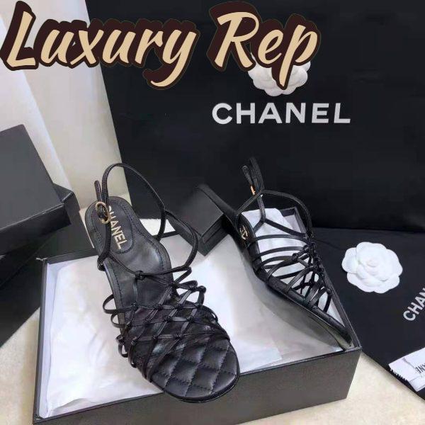Replica Chanel Women Sandals Iridescent Calfskin Black 5 cm Heel 6