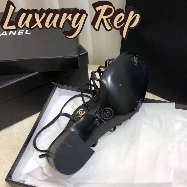 Replica Chanel Women Sandals Iridescent Calfskin Black 5 cm Heel 8