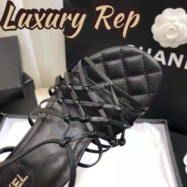 Replica Chanel Women Sandals Iridescent Calfskin Black 5 cm Heel 9