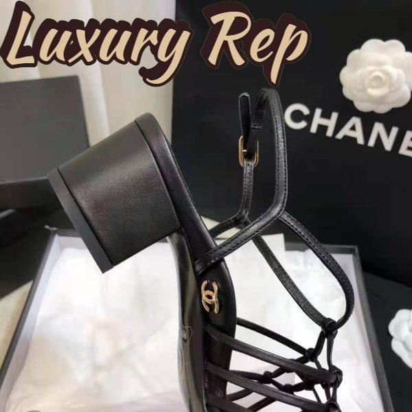 Replica Chanel Women Sandals Iridescent Calfskin Black 5 cm Heel 10