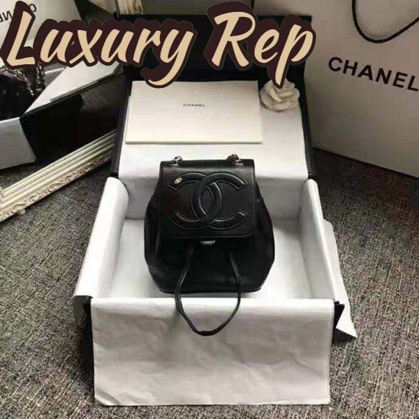 Replica Chanel Women Backpack in Lambskin Leather-Black 3