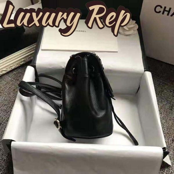 Replica Chanel Women Backpack in Lambskin Leather-Black 5