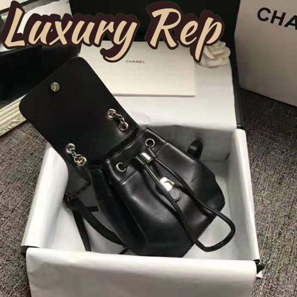 Replica Chanel Women Backpack in Lambskin Leather-Black 7