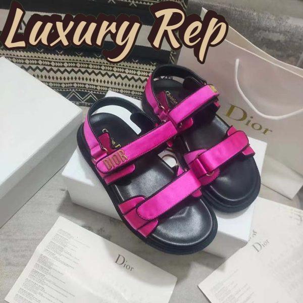 Replica Dior Women CD Dioract Sandal Rani Pink Satin Black Lambskin 3
