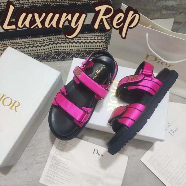 Replica Dior Women CD Dioract Sandal Rani Pink Satin Black Lambskin 5