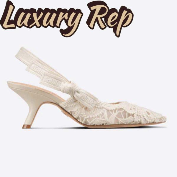 Replica Dior Women CD J’Adior Slingback Pump White Macramé Embroidered Cotton 6.5 Cm Heel