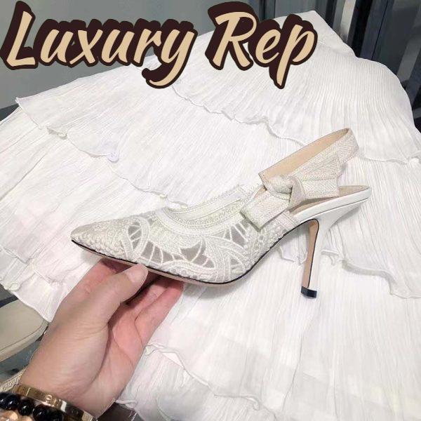 Replica Dior Women CD J’Adior Slingback Pump White Macramé Embroidered Cotton 6.5 Cm Heel 7
