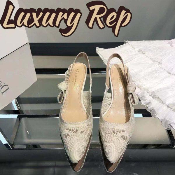 Replica Dior Women CD J’Adior Slingback Pump White Macramé Embroidered Cotton 6.5 Cm Heel 8