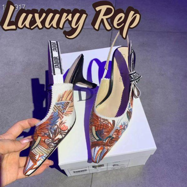 Replica Dior Women CD J’Adior Slingback Pump White Multicolor Jardin D’Hiver Embroidered Cotton 9