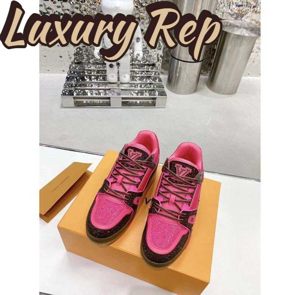 Replica Louis Vuitton LV Unisex Trainer Sneaker Pink Strass Rubber Initials Monogram Flowers 4