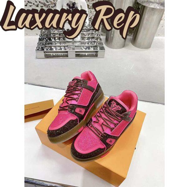 Replica Louis Vuitton LV Unisex Trainer Sneaker Pink Strass Rubber Initials Monogram Flowers 6
