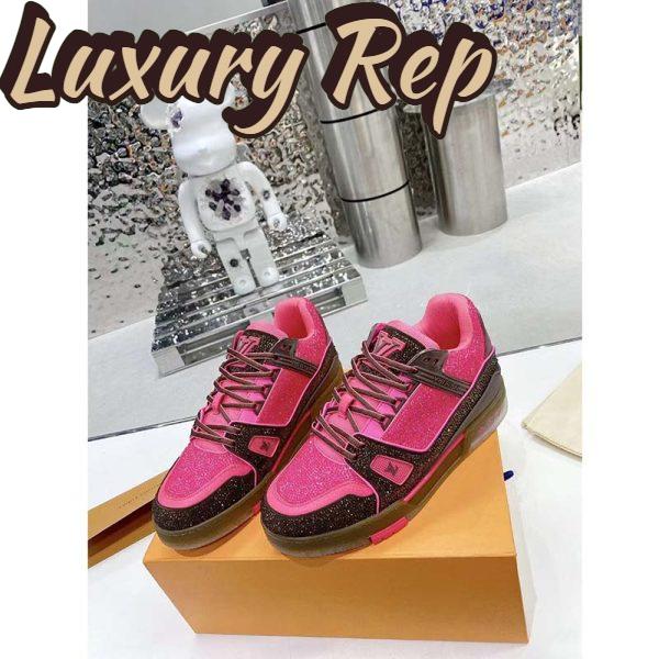 Replica Louis Vuitton LV Unisex Trainer Sneaker Pink Strass Rubber Initials Monogram Flowers 7