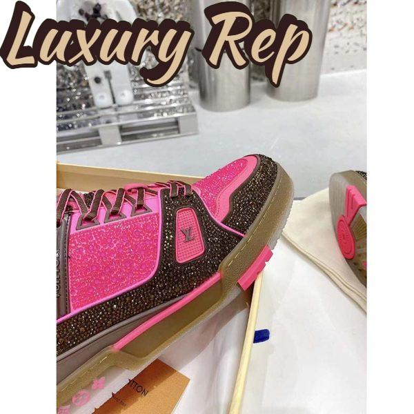 Replica Louis Vuitton LV Unisex Trainer Sneaker Pink Strass Rubber Initials Monogram Flowers 9