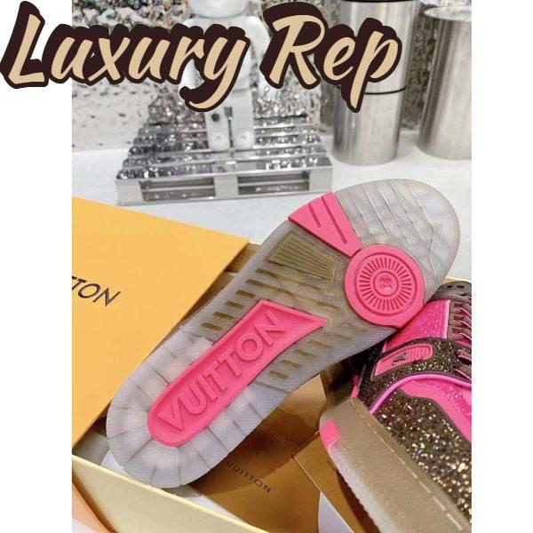 Replica Louis Vuitton LV Unisex Trainer Sneaker Pink Strass Rubber Initials Monogram Flowers 10