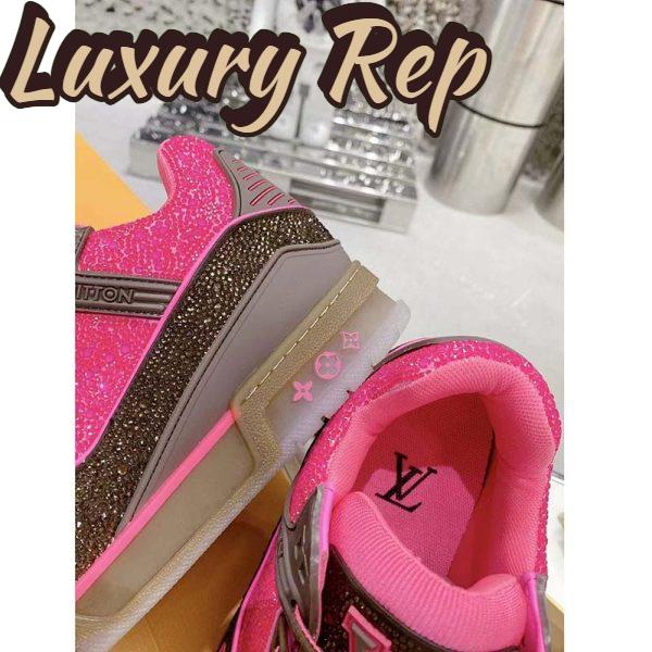 Replica Louis Vuitton LV Unisex Trainer Sneaker Pink Strass Rubber Initials Monogram Flowers 11