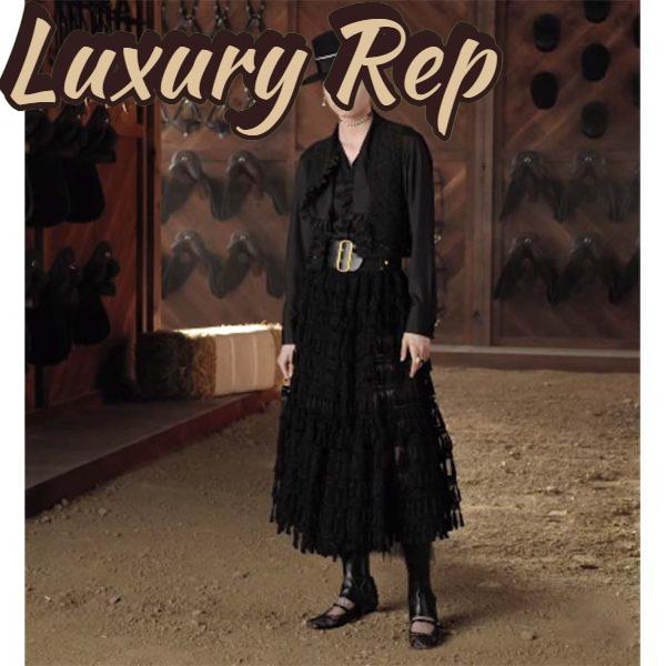 Replica Dior CD Women D-Grace Ballet Pump Black Transparent Mesh Lambskin Roses Embroidery 12