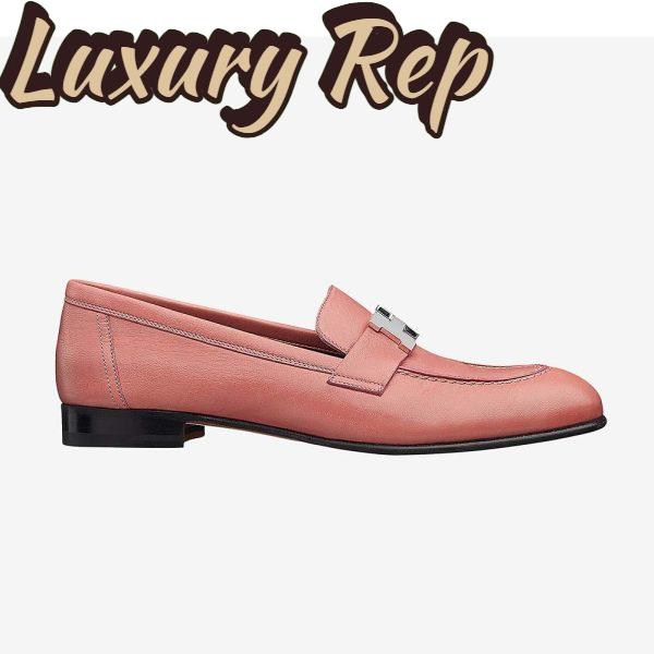 Replica Hermes Women Shoes Paris Loafer-Pink