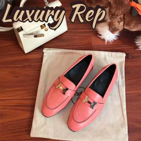 Replica Hermes Women Shoes Paris Loafer-Pink 5