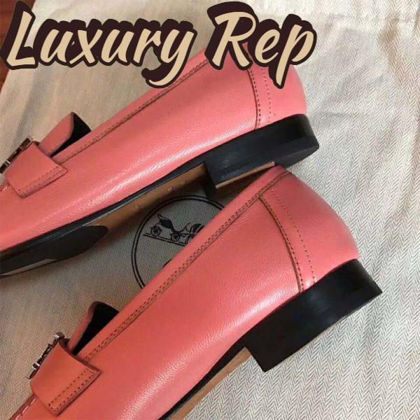 Replica Hermes Women Shoes Paris Loafer-Pink 6