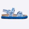 Replica Dior Unisex CD Shoes DiorAct Sandal White Bright Blue Technical Mesh Rubber