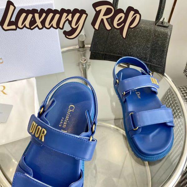 Replica Dior Unisex Shoes DiorAct Sandal Royal Blue Lambskin Gold-Finish Metal DIOR Signature 9