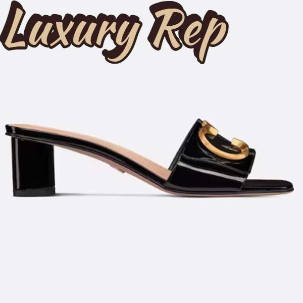 Replica Dior Women CD C’est Dior Heeled Slide Black Patent Calfskin