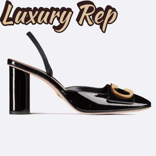 Replica Dior Women CD C’est Dior Slingback Pump Black Patent Calfskin Stretch Leather