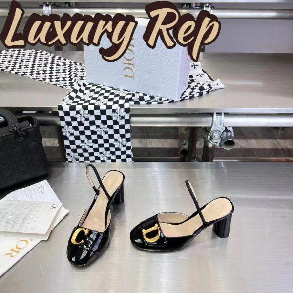 Replica Dior Women CD C’est Dior Slingback Pump Black Patent Calfskin Stretch Leather 5