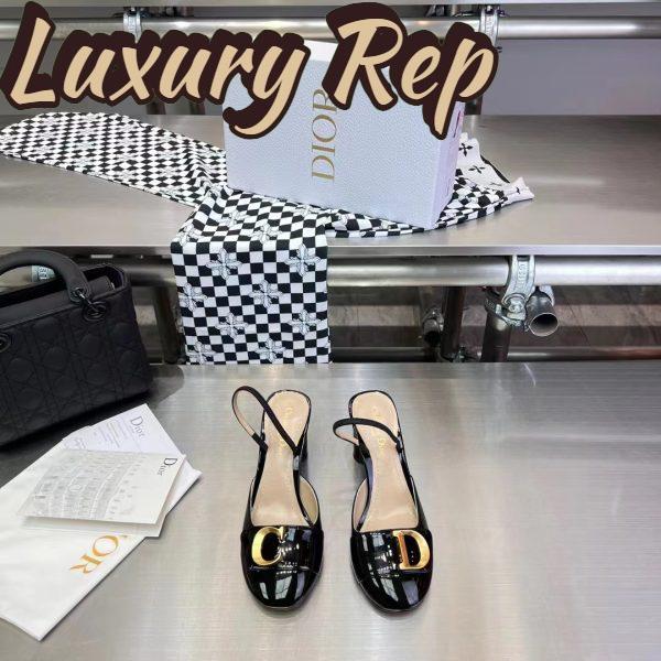 Replica Dior Women CD C’est Dior Slingback Pump Black Patent Calfskin Stretch Leather 6