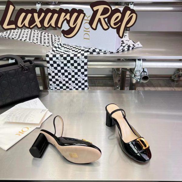 Replica Dior Women CD C’est Dior Slingback Pump Black Patent Calfskin Stretch Leather 7